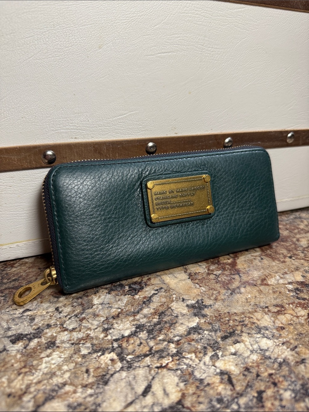 Marc by Marc Jacobs Dark Green Leather Continental Zip Around Wallet